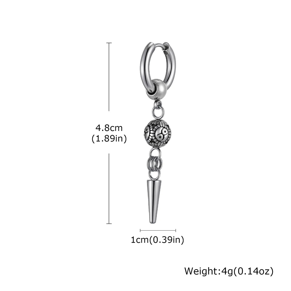 Gothic Cone Long Drop Earrings for Men — Stainless Steel