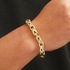 Gold Color Bracelet for Men Stainless Steel 8MM V Shape Chain Men's Wrist Arm Jewelry Birthday Gifts for Boys Him