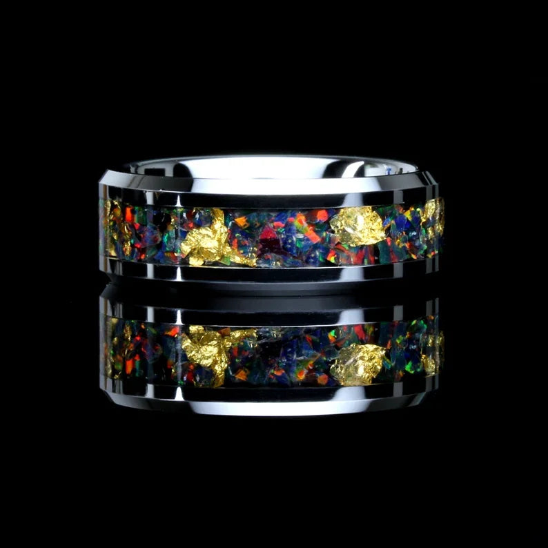 Red Personalized Couple Tungsten Carbide Ring with Spider Pattern Dome Edge,Comfortable Fit, Fashionable Daily Item,Wedding Ring