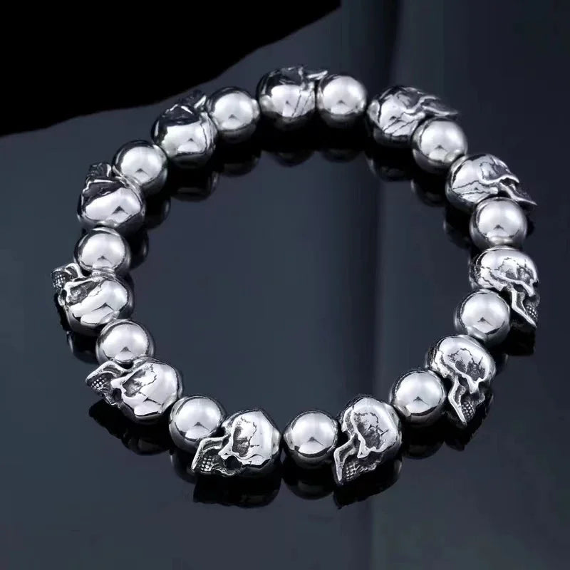 Full Skull Bracelet Adjustable Size Gothic Men's Motorcycle Riding Bracelet Hip Hop Punk Rock Jewelry