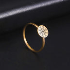 LIKGREAT Vintage Viking Rune Signet Scandinavn Rings for Men Women Vegvisir Compass Ring Circle Norse Helm of Awe Amulet Jewelry