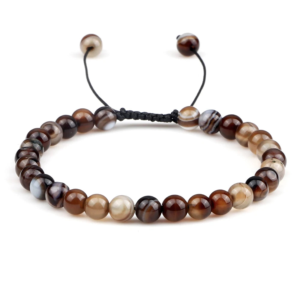 Natural Tiger Eye Stone Braided Beaded Bracelet, Adjustable