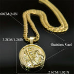 ST.Christopher Protect Us Medal Men's Necklace Saint Christopher Stainless Steel Gold Plated Religious Necklaces