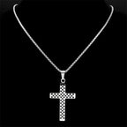 Jesus Christ Cross Pendant Necklace Box Chain — Stainless Steel