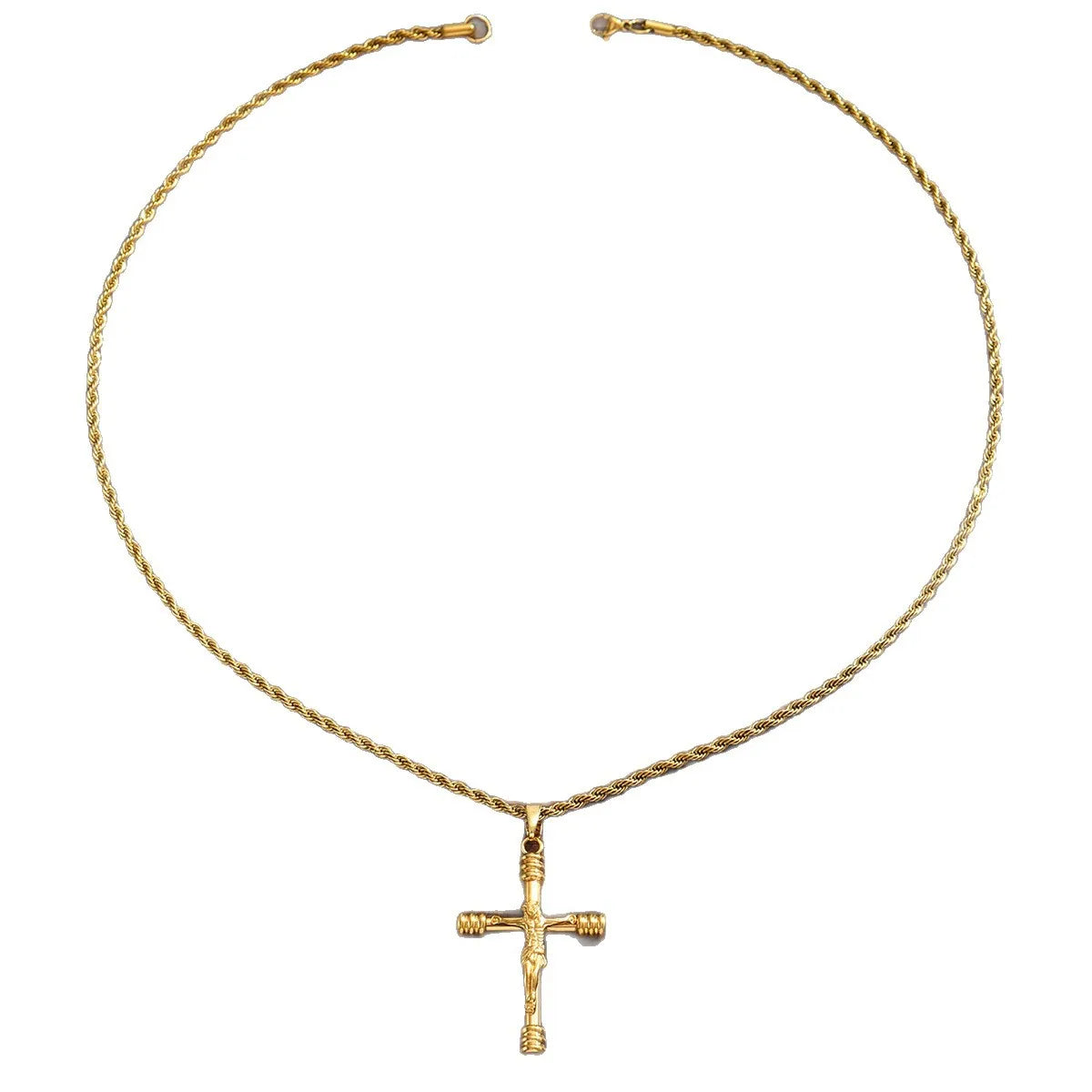 Luxury 24K 9999 Pure Gold real gold Men's and Women's Cross Pendant Necklace Spiral Cross