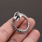 Buyee 925 Sterling Silver Dinosaur Bone Ring Bold Large Statement Ring for Men Women Fashion Unique Fine Fashion