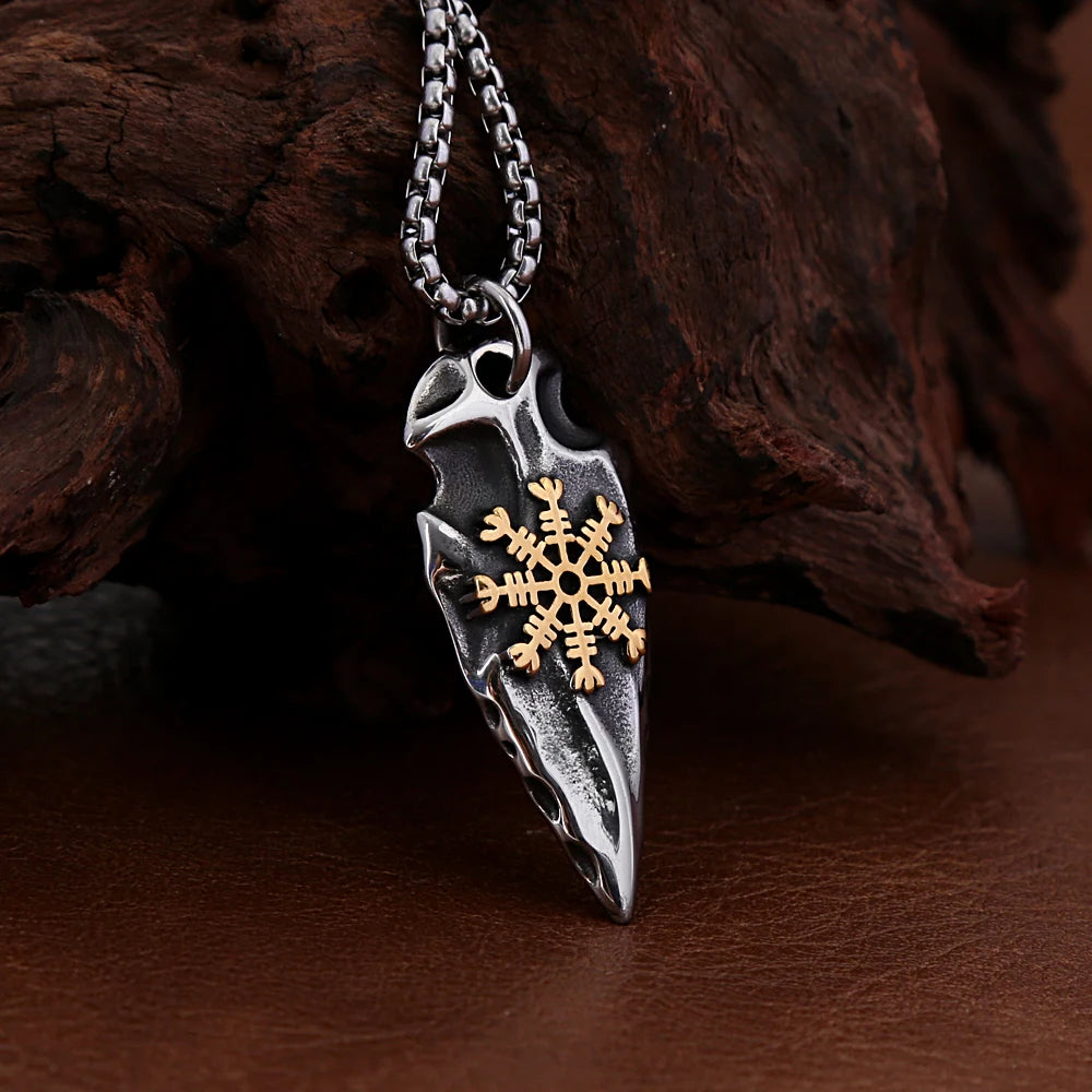 Compass Viking Steel Pendant Vintage Spear Nordic