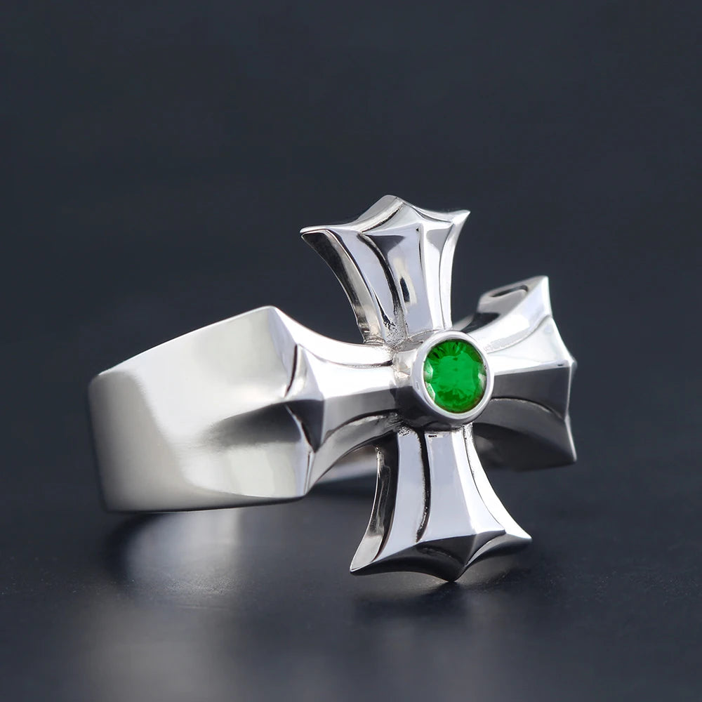 Iced Out Cross Jesus Ring — 925 Silver