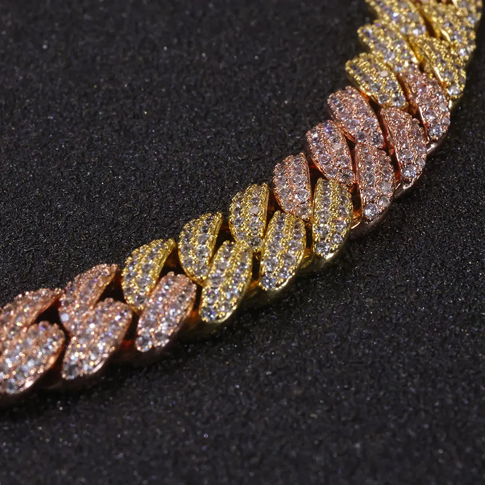 Rose Gold Cuban Chain Necklace Iced Out 10MM