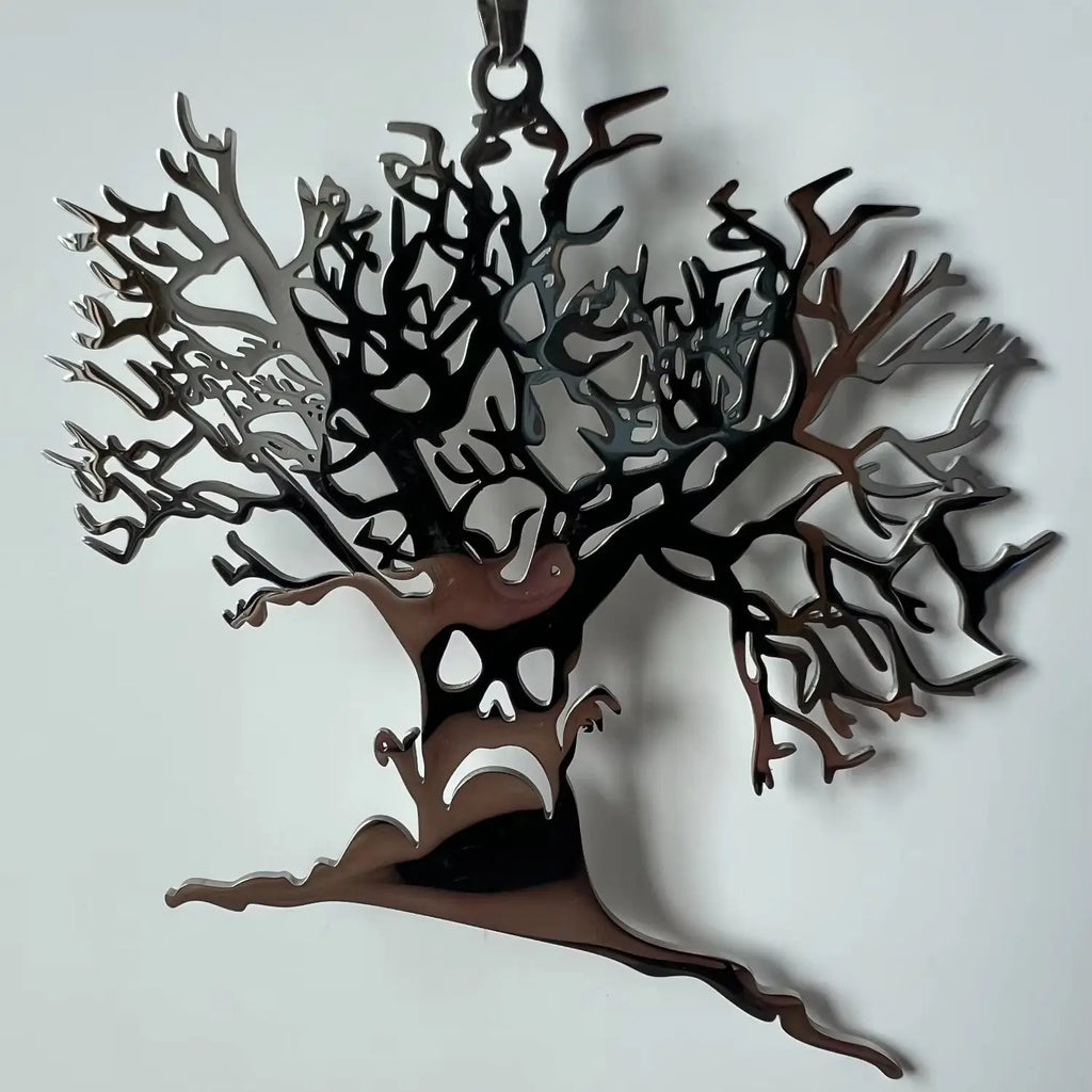 2025 Halloween Scary Tree Pendant Exquisite Stainless Steel Tree of Life Necklace Neck Chain Punk Hip Hop Funny Jewelry