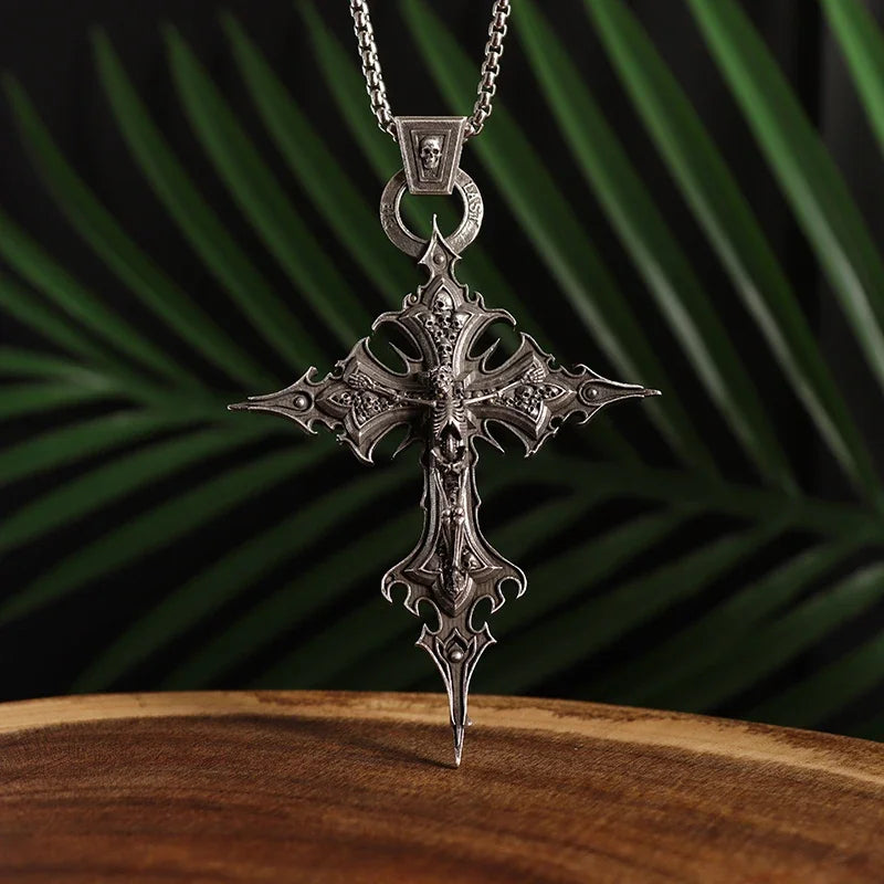 Vintage Catholic Cross Pendant Necklace — Amulet