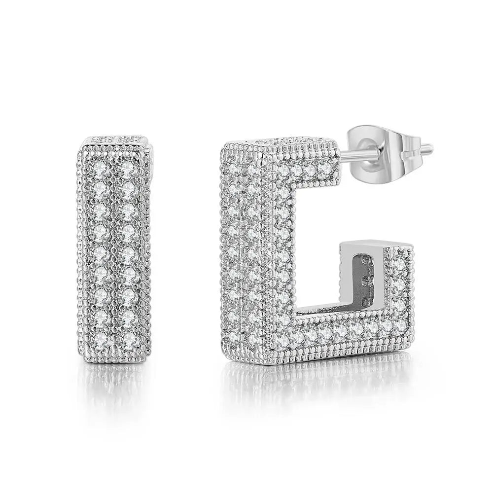 Iced Out Hoop Earrings — Stainless Steel