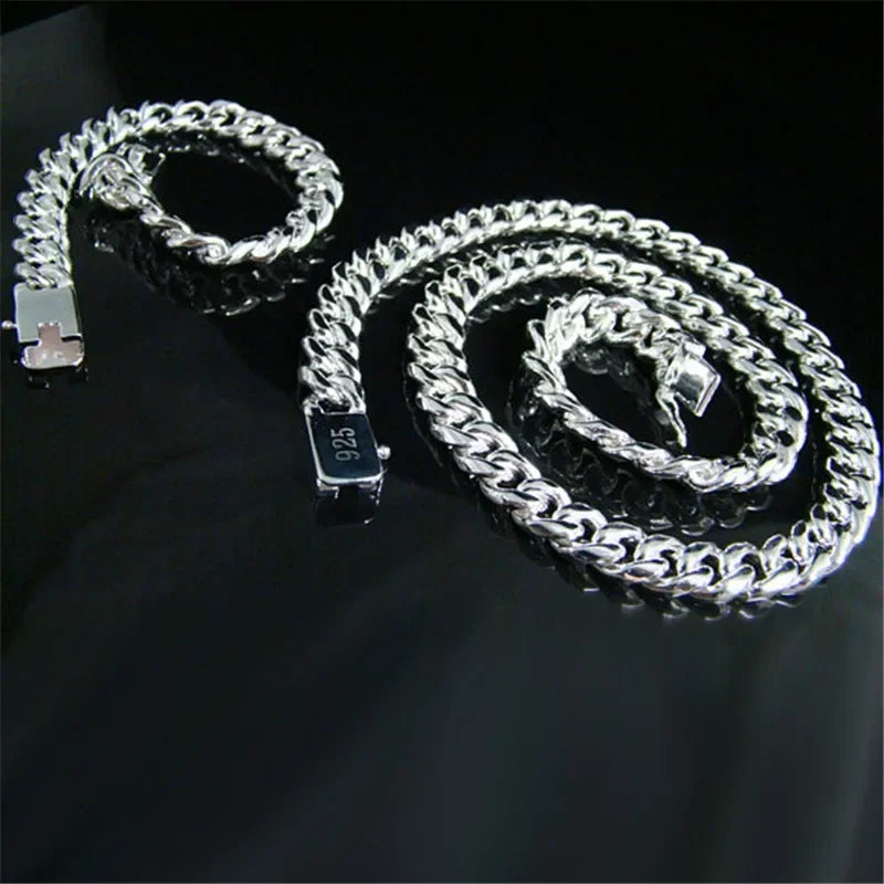 Heavy 10mm Chain Link Bracelet Necklace Set 24 Inch