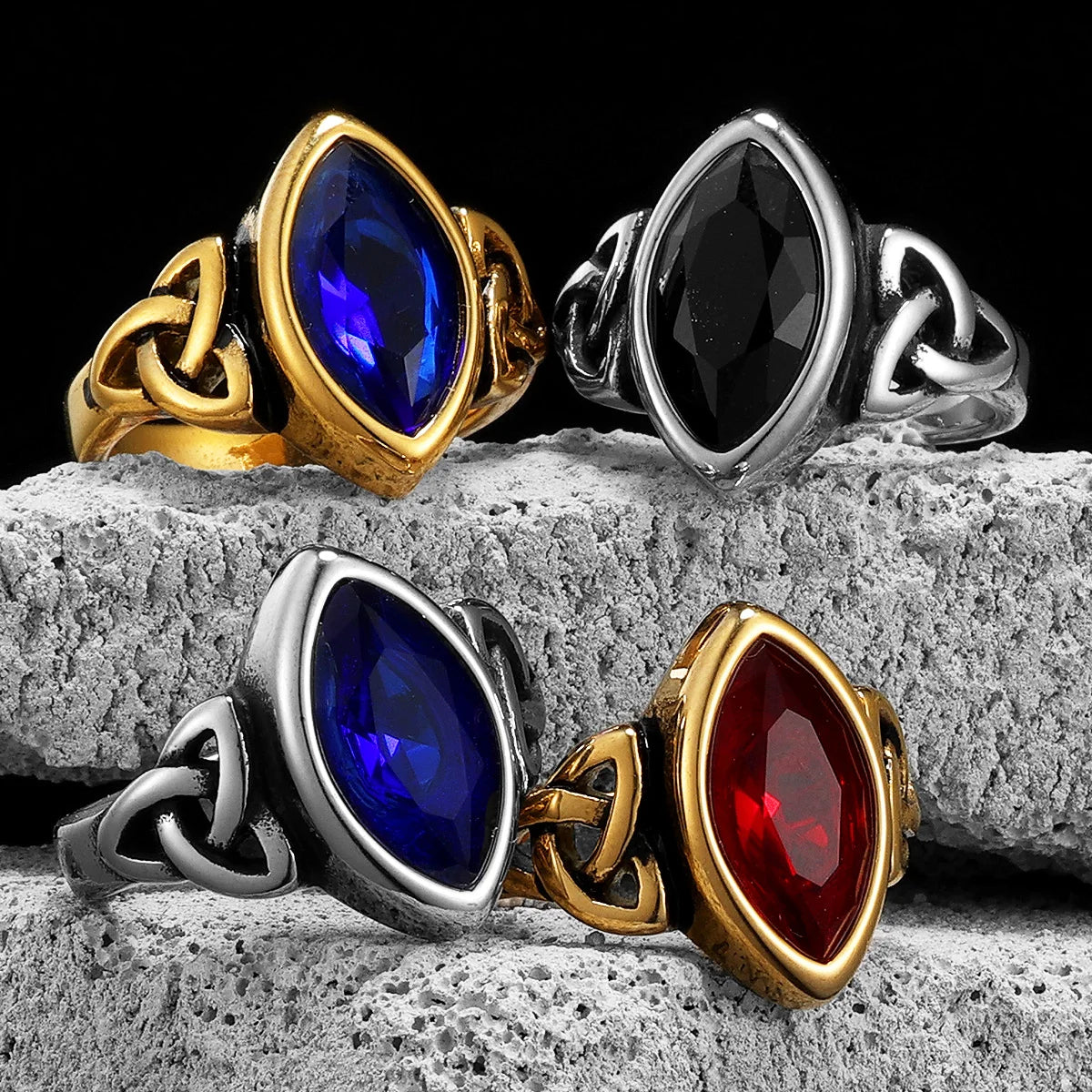 Celtic Knot Gemstone Ring — Stainless Steel