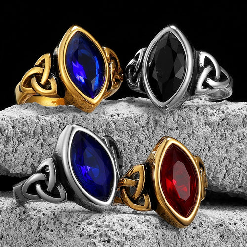 Celtic Knot Gemstone Ring — Stainless Steel