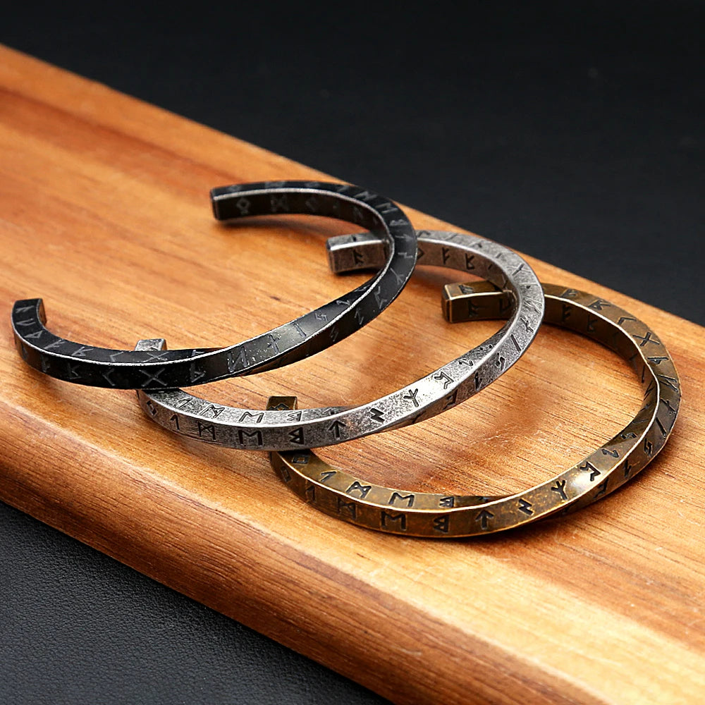 Viking Steel Bracelet 316L Mobius Runes Nordic
