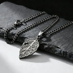 Vintage Maple Leaf Pendant Necklace for Men — Stainless Steel