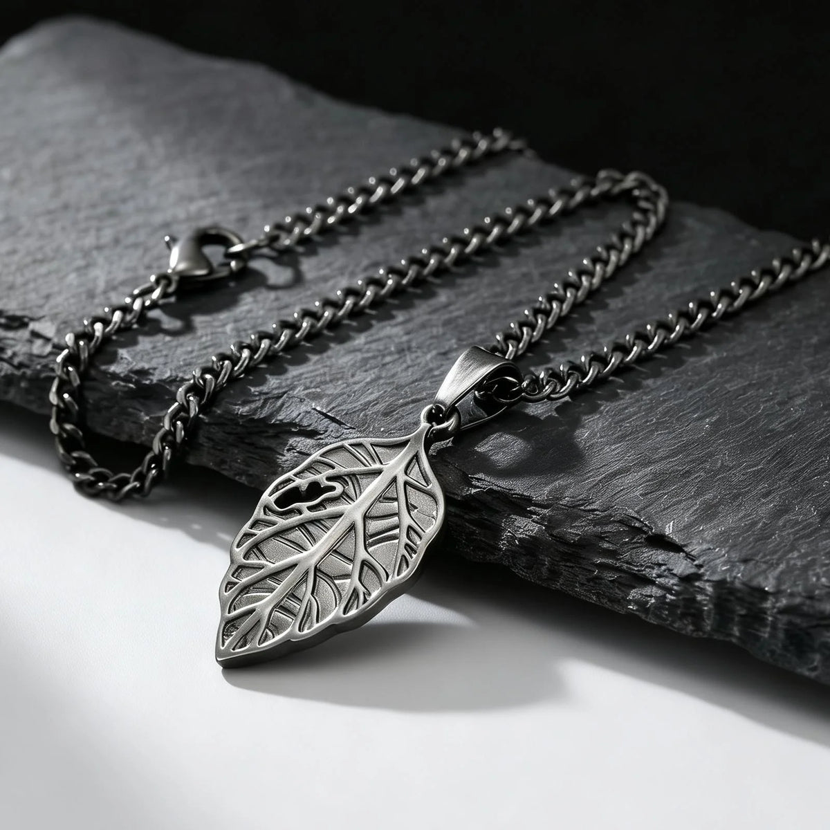 Vintage Maple Leaf Pendant Necklace for Men — Stainless Steel