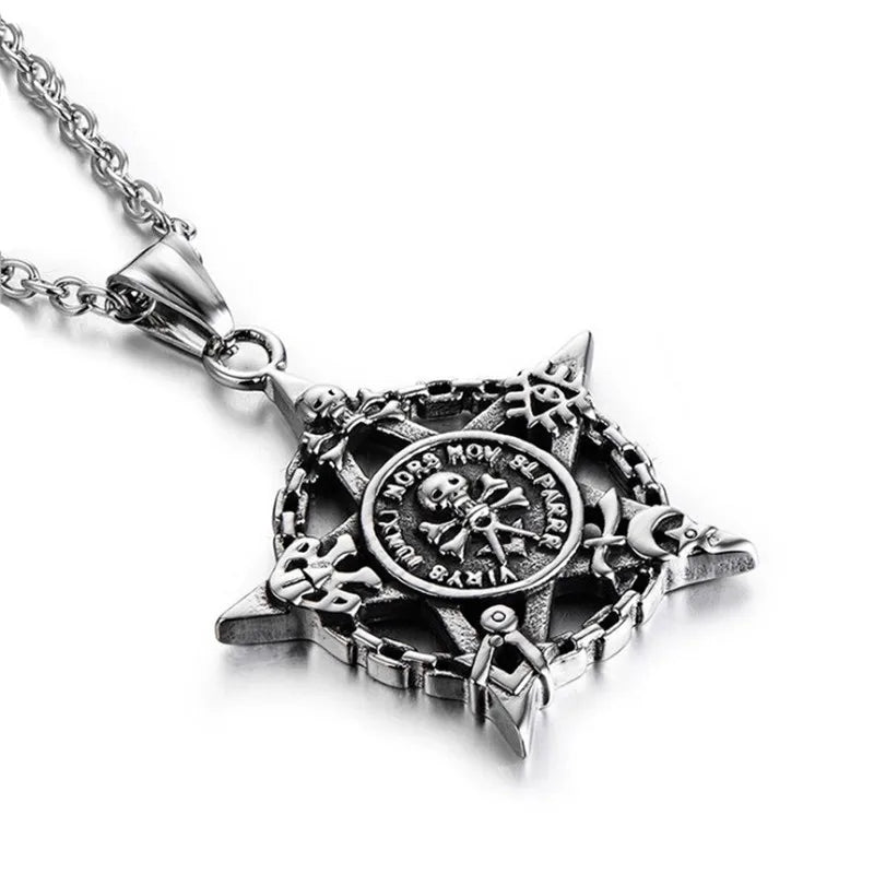 Skull Steel Pendant Five Star