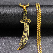 Zulfiqar Imam Ali Sword Necklace — Stainless Steel, Gold-Tone