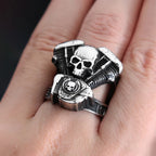Skull Motorcycle Steel Ring Vintage Steampunk