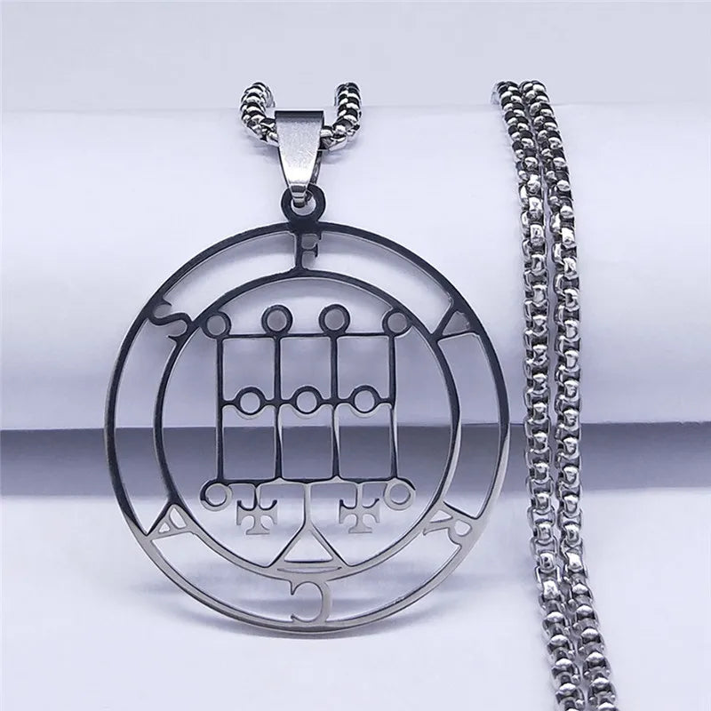 Satan Seal Silver Chain Necklace — Stainless Steel