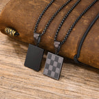 Vnox Geometric Pendant Necklaces For Boys,Stainless Steel Simple Square Dog Tag Men Necklaces,Retro Collar Jewelry Gift