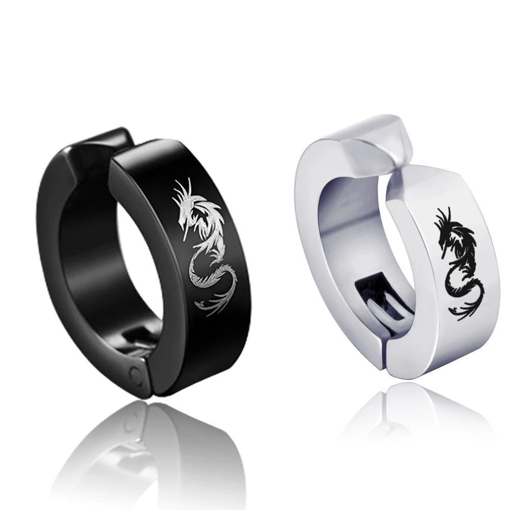 Dragon Non-Piercing Clip Earrings — Stainless Steel