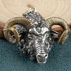 Retro Punk Turquoise Bull Head Pendant Necklace for Men Fashion Hip Hop Motorcycle Riding Trend Cool Personalized