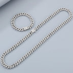 Hip Hop Rock Men's CZ Necklace & Bracelet Jewellery Set Luxury Waterproof Gold Color Stainless Steel Jewelry