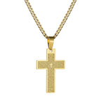 Gold Bible Cross Pendant Necklace — Stainless Steel