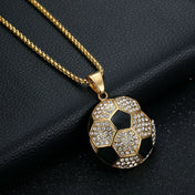 Iced Out Soccer Pendant Necklace — Stainless Steel