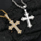 Cross Pendant Necklace Stainless Steel Full Pave
