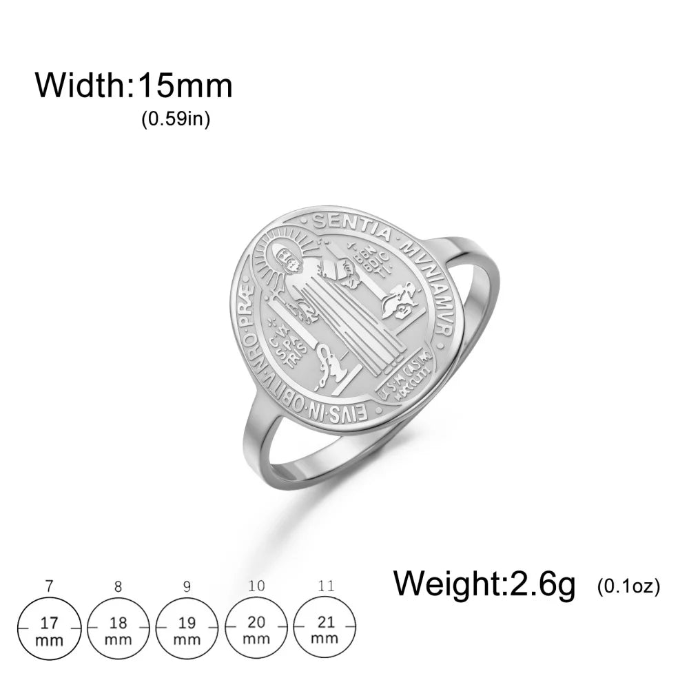 Saint Benedict of Nursia Ring for Men and Women — Stainless Steel
