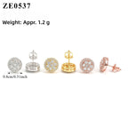 Full Moissanite D Color Women's Hip-hop Round Earrings 925 Silver Screw Ear Stud High Quality Fine Jewelry for Women men Gift