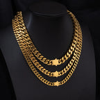 Pack of 1, Stainless Steel Miami Plated 18k Cuban Chain, Hip Hop Style, Unisex Accessories, Waterproof Necklace.