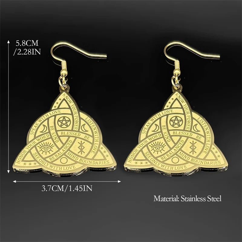 Odin Steel Earrings Viking Witch Celtic Knot Hoop