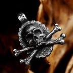 Gothic Skull Crossbones Pendant Necklace — Stainless