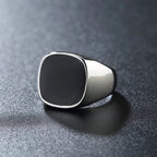 Fashion 316L Stainless Steel Simple Rings For Men Women Punk Hip Hop Square Band Flat Top Signet Ring Charm Party Jewelry Gifts