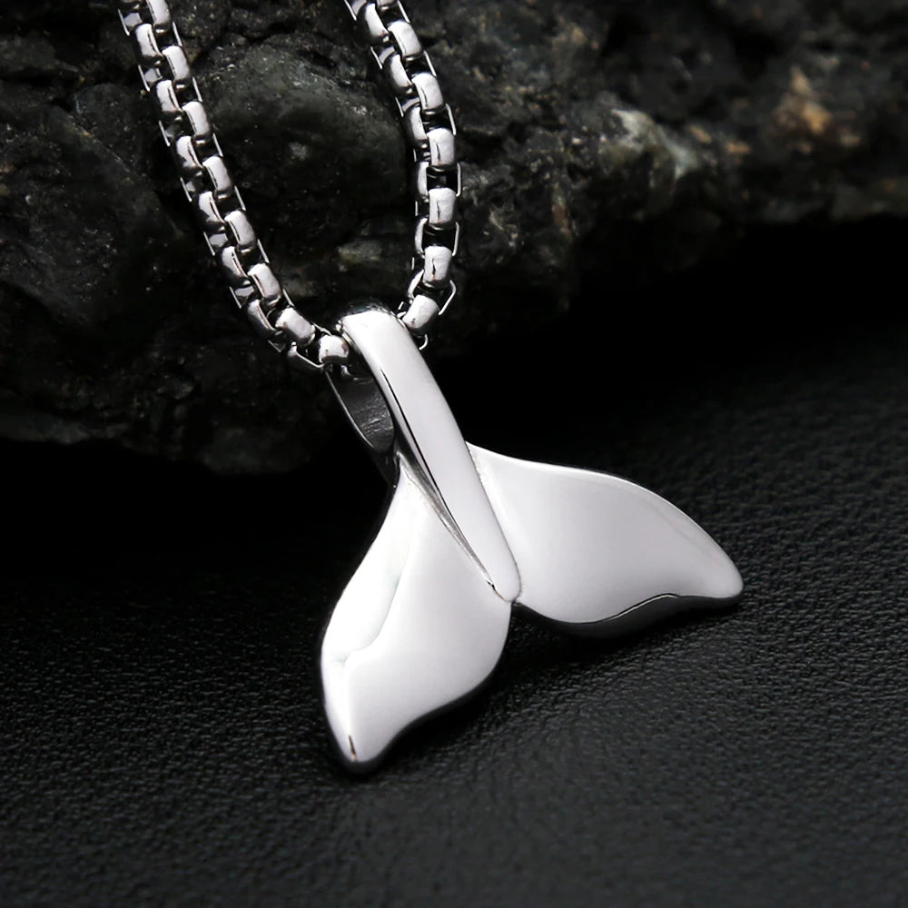 Blue Whale Tail Pendant — Stainless Steel