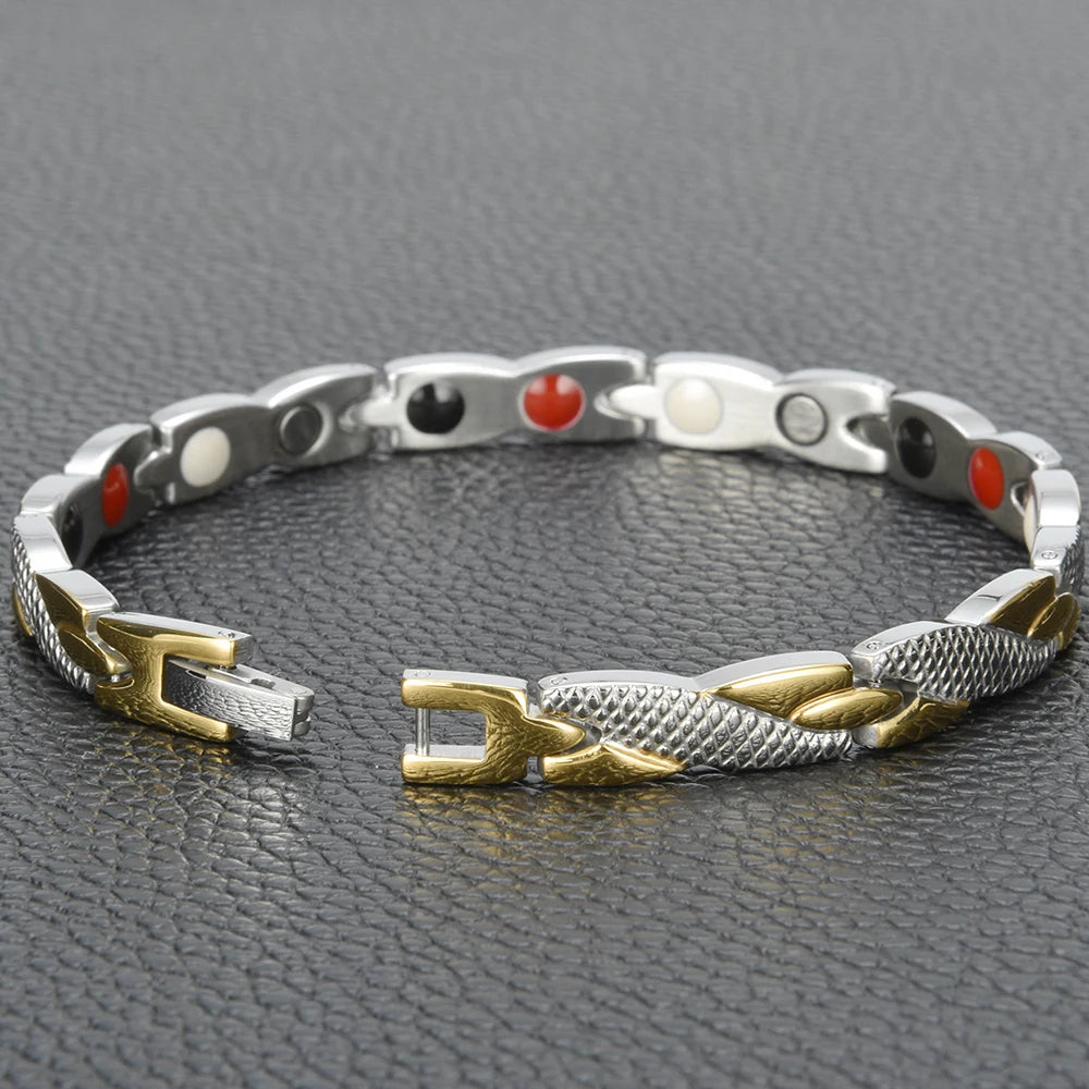 Cool Magnetic Therapy Bracelet for Man Women Waterproof Stainless Steel Snake Pattern Chain Bracelets Health Care Men's