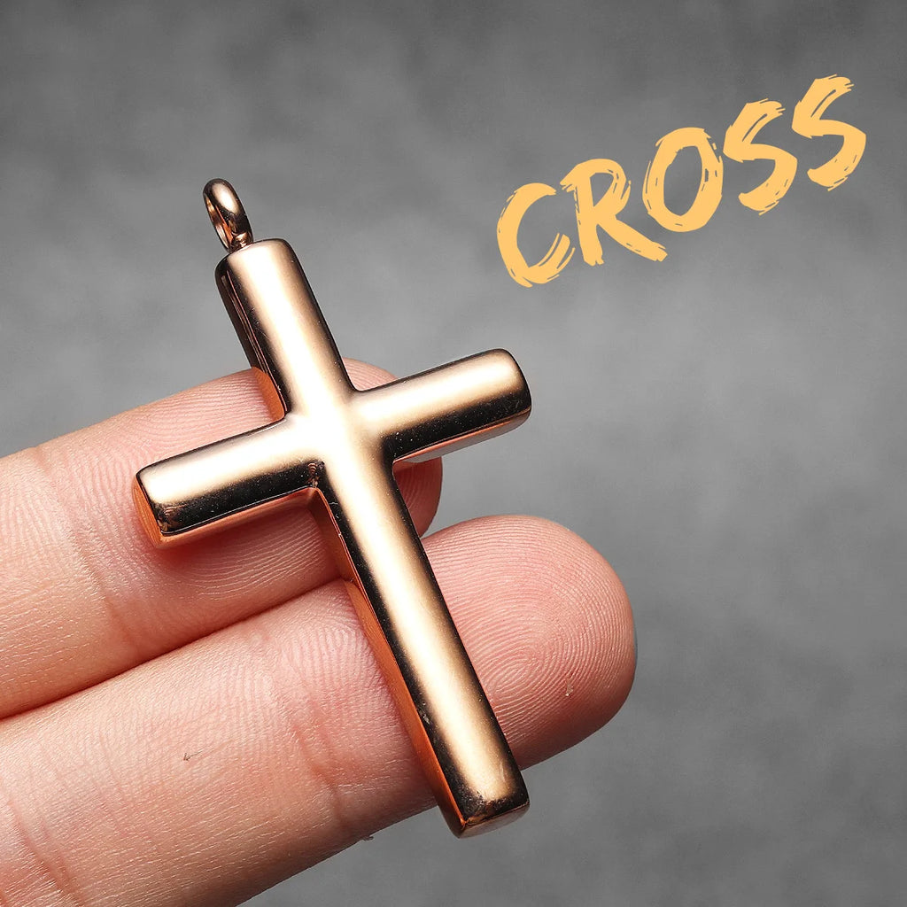 Cross Pendant Necklace Stainless Steel Minimal