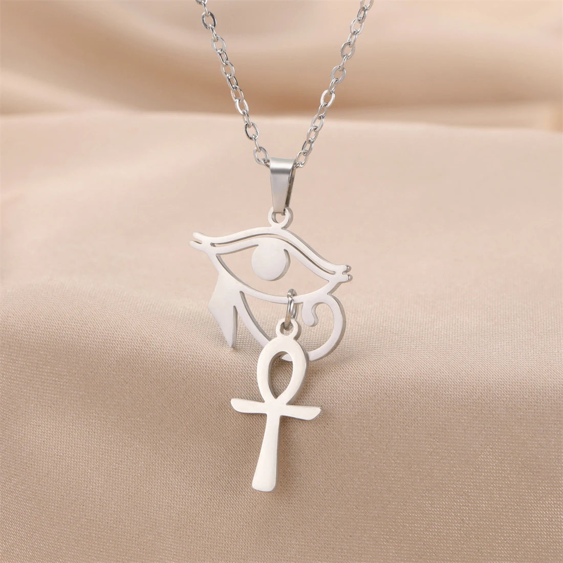 Eye of Horus & Anubis Talisman Pendant Necklace — Stainless Steel