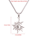 Fashion Creative Sun Flame Pendant Necklace Punk Hip Hop Retro Hipster Men's Hollowed Out Titanium Steel Necklace