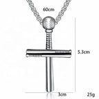 Cross Baseball Pendant Necklace Stainless Steel