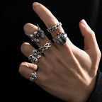 Spider Bat Skull Snake Ring Set — Stainless Steel