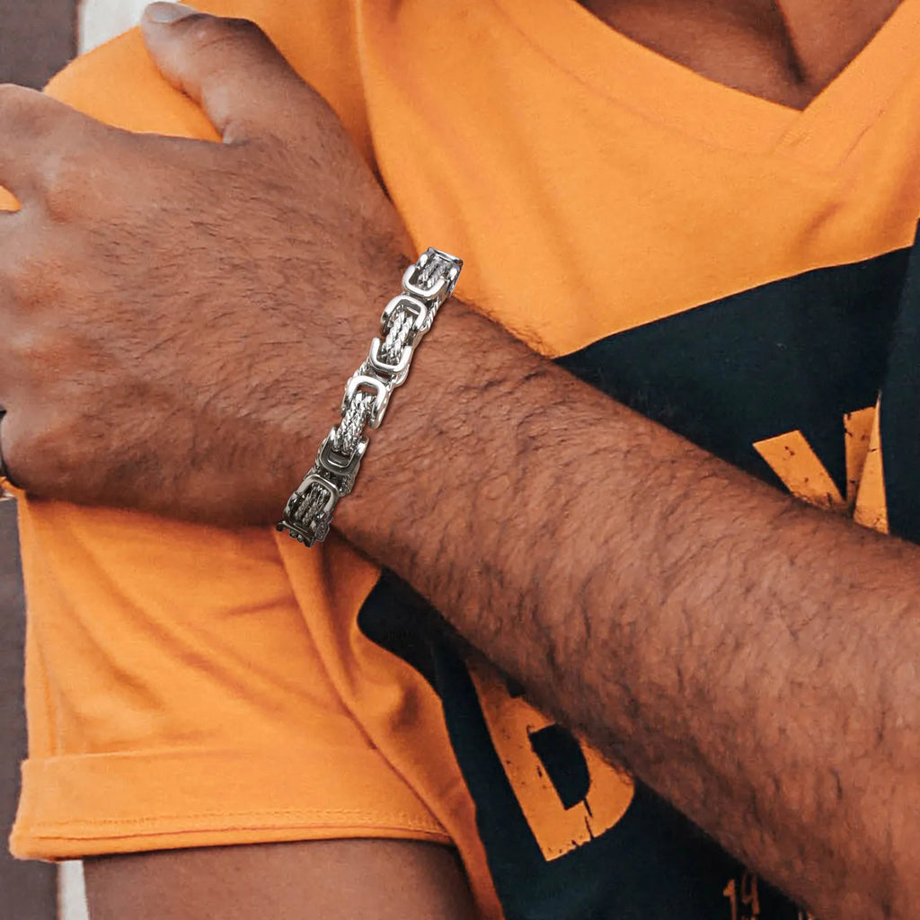 Byzantine Chunky Braided Bracelet 8mm — Stainless Steel