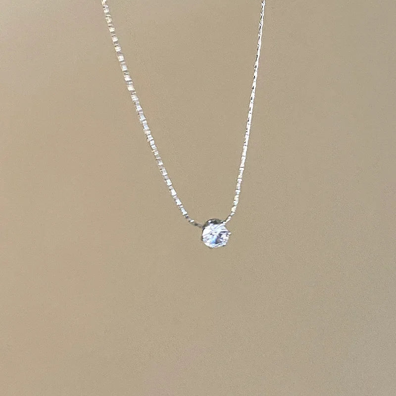 Luxury Fashion Little Zircon Pendant Necklace for Women Classic Simple Gold Color Stainless Steel Temperament Chokers Jewelry