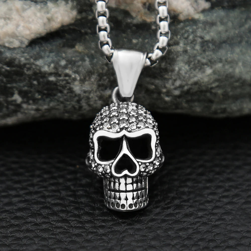 Gothic Skeleton Stainless Steel Pendant Necklace