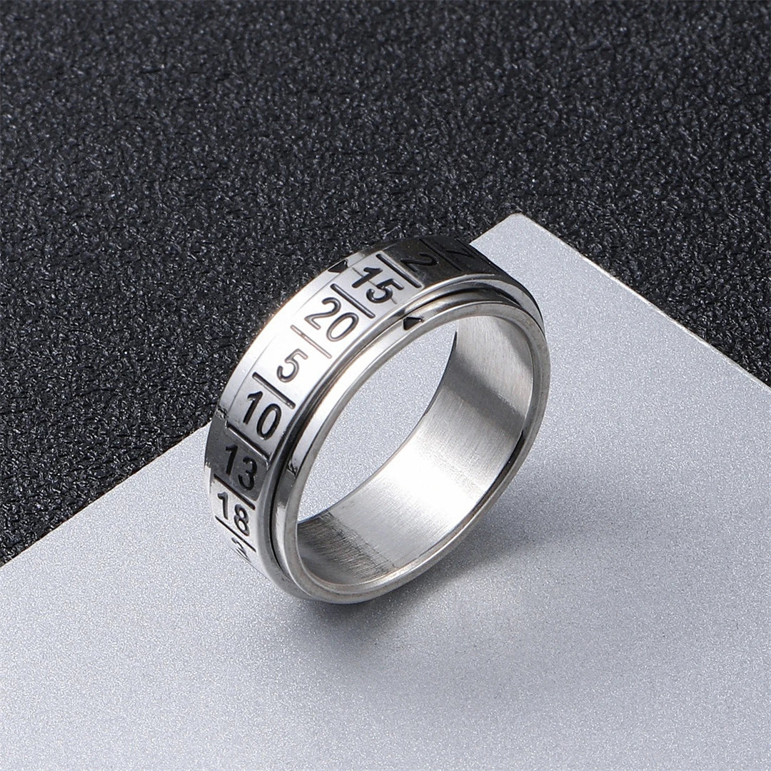 Rotatable Arabic Numeral Ring — Anti-Anxiety, Stainless Steel